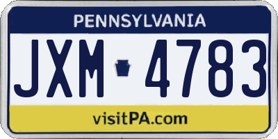 PA license plate JXM4783