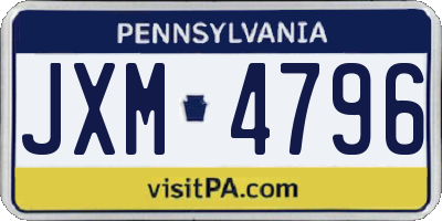 PA license plate JXM4796