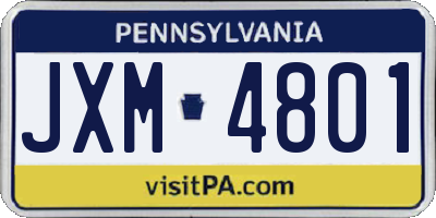 PA license plate JXM4801