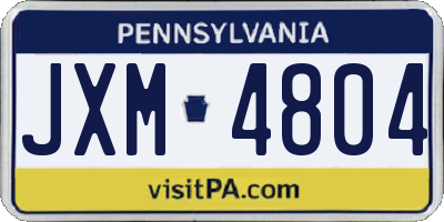 PA license plate JXM4804