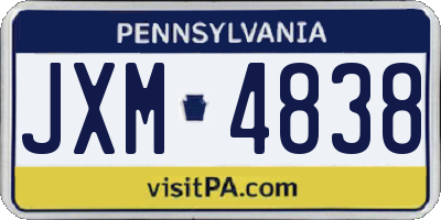 PA license plate JXM4838