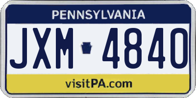 PA license plate JXM4840
