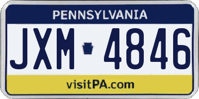 PA license plate JXM4846