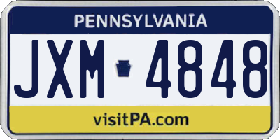 PA license plate JXM4848