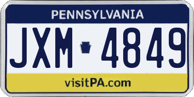 PA license plate JXM4849