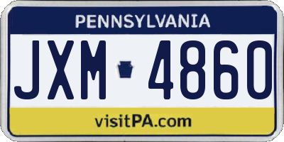 PA license plate JXM4860