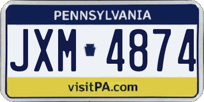 PA license plate JXM4874