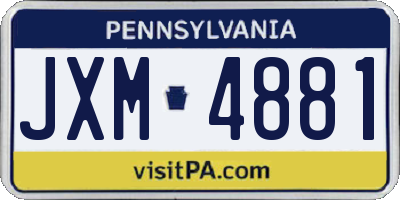 PA license plate JXM4881