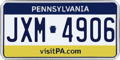 PA license plate JXM4906