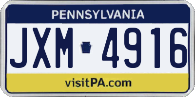 PA license plate JXM4916