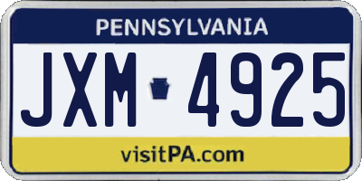 PA license plate JXM4925