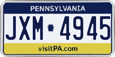 PA license plate JXM4945