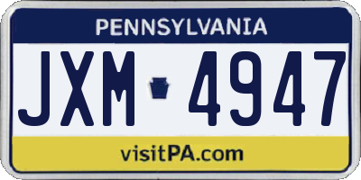 PA license plate JXM4947