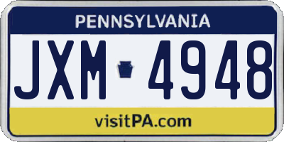 PA license plate JXM4948