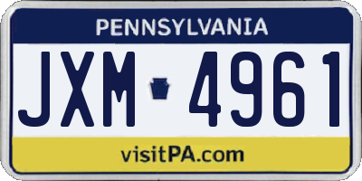 PA license plate JXM4961