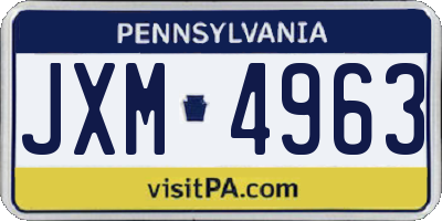 PA license plate JXM4963