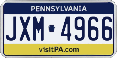 PA license plate JXM4966