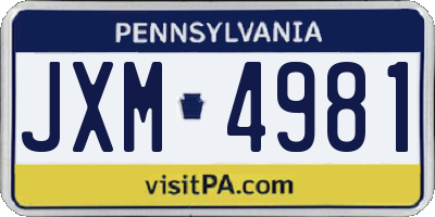 PA license plate JXM4981