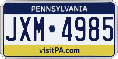 PA license plate JXM4985