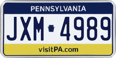 PA license plate JXM4989