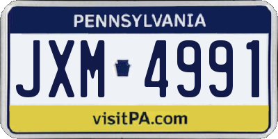 PA license plate JXM4991