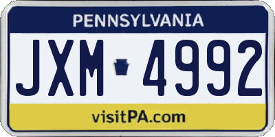 PA license plate JXM4992