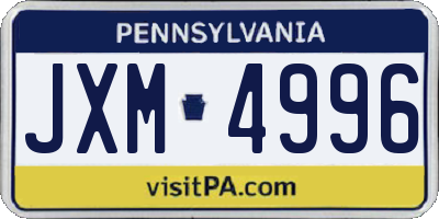 PA license plate JXM4996