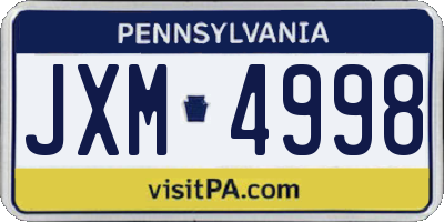 PA license plate JXM4998