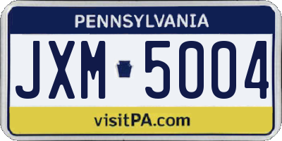 PA license plate JXM5004