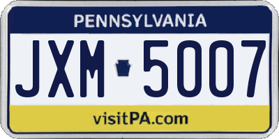 PA license plate JXM5007