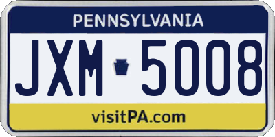 PA license plate JXM5008