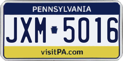 PA license plate JXM5016