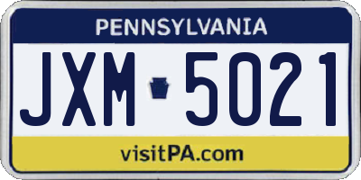PA license plate JXM5021