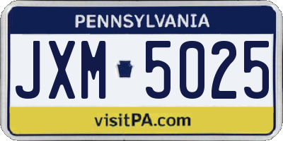 PA license plate JXM5025