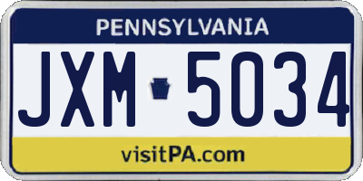 PA license plate JXM5034