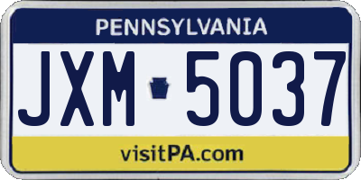 PA license plate JXM5037