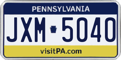 PA license plate JXM5040