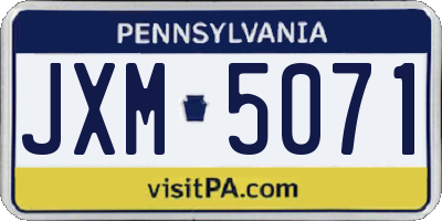 PA license plate JXM5071