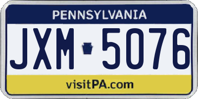 PA license plate JXM5076