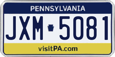 PA license plate JXM5081