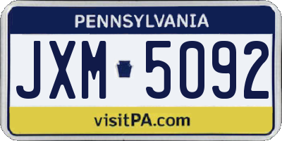 PA license plate JXM5092