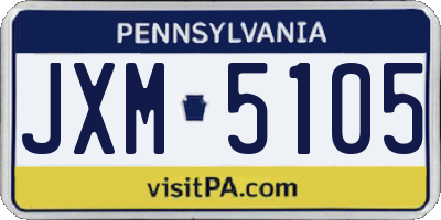 PA license plate JXM5105