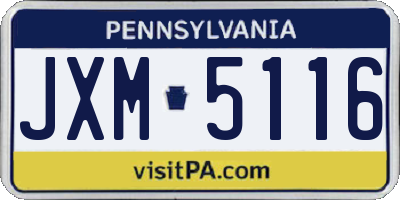 PA license plate JXM5116