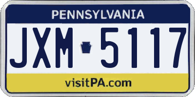 PA license plate JXM5117