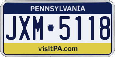 PA license plate JXM5118