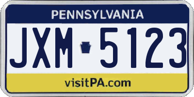 PA license plate JXM5123