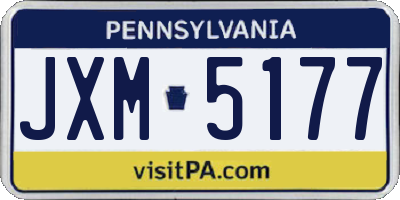 PA license plate JXM5177