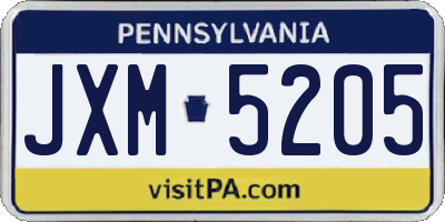 PA license plate JXM5205