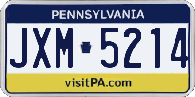 PA license plate JXM5214