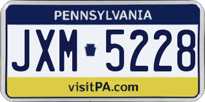 PA license plate JXM5228